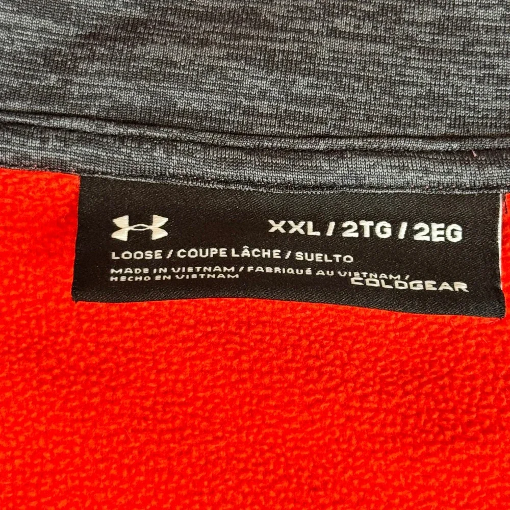 Under Armour Mens XXL ColdGear Quarter Zip Pullover Orange Fleece Jacket 7PJGC5K